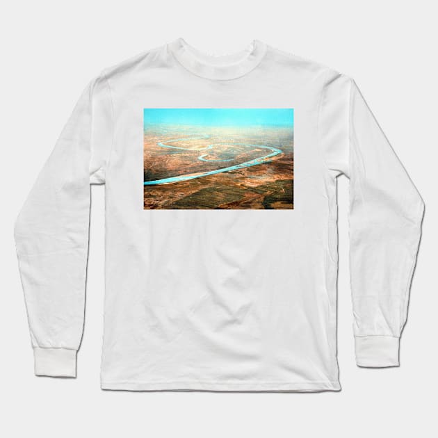 Euphrates River, Iraq From The Air 1950s Long Sleeve T-Shirt by rocketshipretro